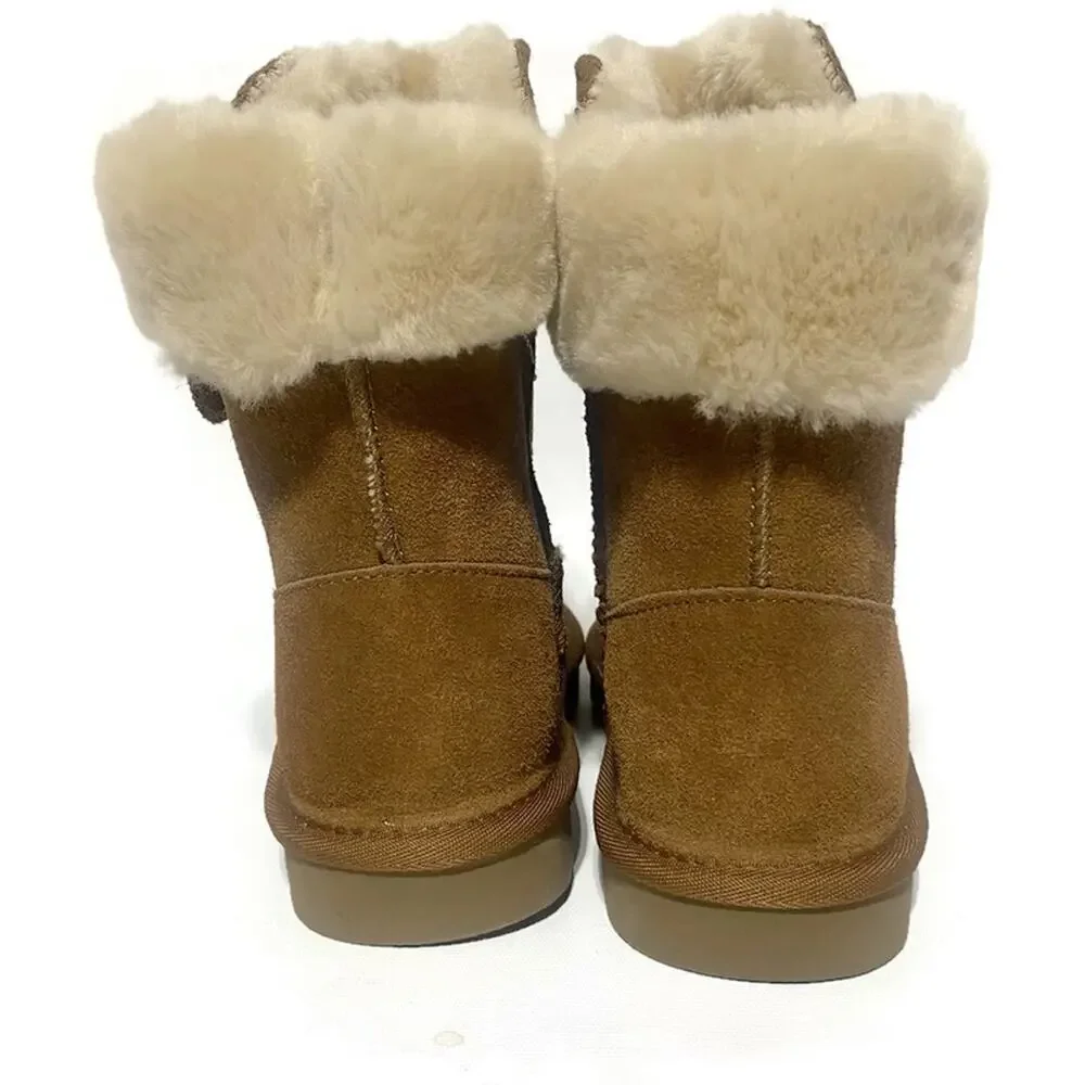 Style & Company Suede Uppers Chestnut Boots Size 9 Faux Fur Lined Mid Calf NWT